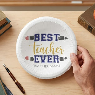 Personalised Best Teacher Ever - Customised Gift Paper Plate