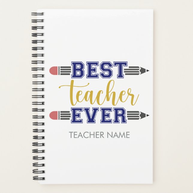 Personalised Best Teacher Ever - Customised Gift Planner (Front)