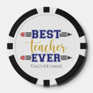 Personalised Best Teacher Ever - Customised Gift Poker Chips