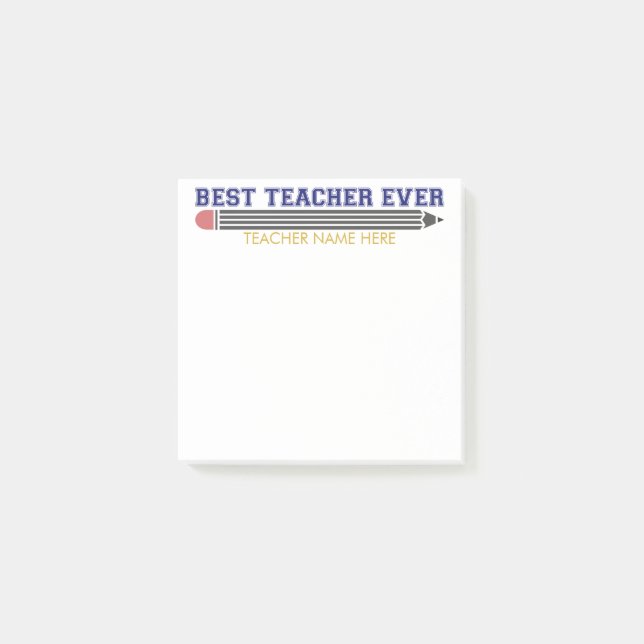Personalised Best Teacher Ever - Customised Gift Post-it Notes (Front)