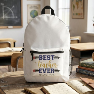 Personalised Best Teacher Ever - Customised Gift Printed Backpack