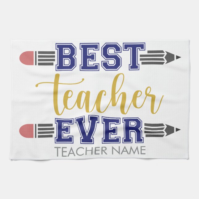 Personalised Best Teacher Ever - Customised Gift Tea Towel (Horizontal)