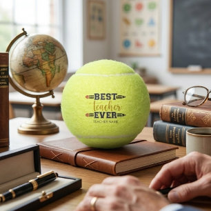 Personalised Best Teacher Ever - Customised Gift Tennis Balls