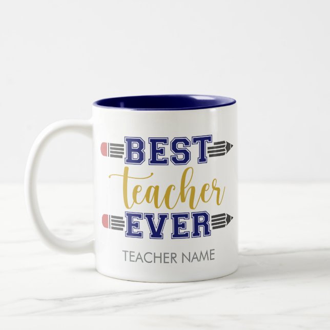 Personalised Best Teacher Ever - Customised Gift Two-Tone Coffee Mug (Left)