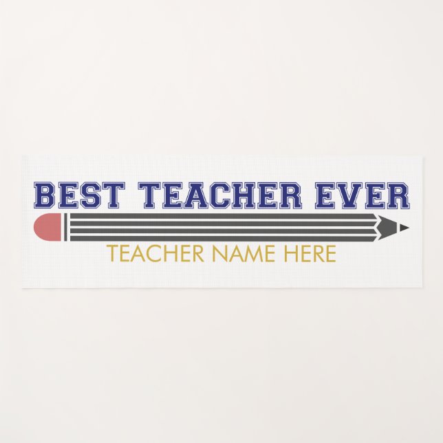 Personalised Best Teacher Ever - Customised Gift Yoga Mat (Front (Horizontal))