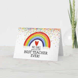 Personalised Best Teacher ever Rainbow  Card