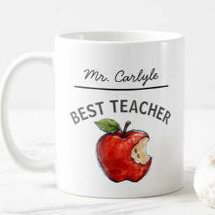Personalised BEST TEACHER Name Apple Gift Coffee Mug