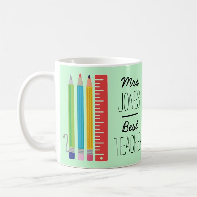 Personalised Best Teacher Pencil Mug (Left)