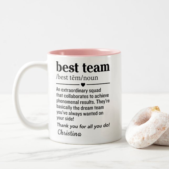 Personalised Best Team Definition Two-Tone Coffee Mug (With Donut)