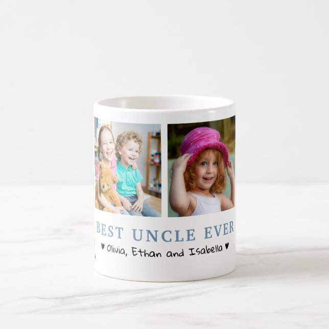 Personalised Best Uncle Ever 4 Photo Collage   Coffee Mug (Center)