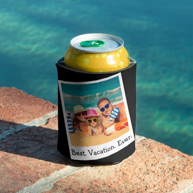 Personalised Best Vacation Ever Photo Black Can Co Can Cooler (In Situ Pool)