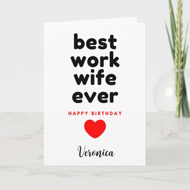 Personalised Best Work Wife Birthday Card (Front)