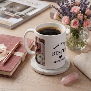 Personalised Bestea (bestie + tea) text 2 photos Coffee Mug