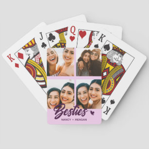 Personalised Bestie Forever Photo Collage  Playing Cards