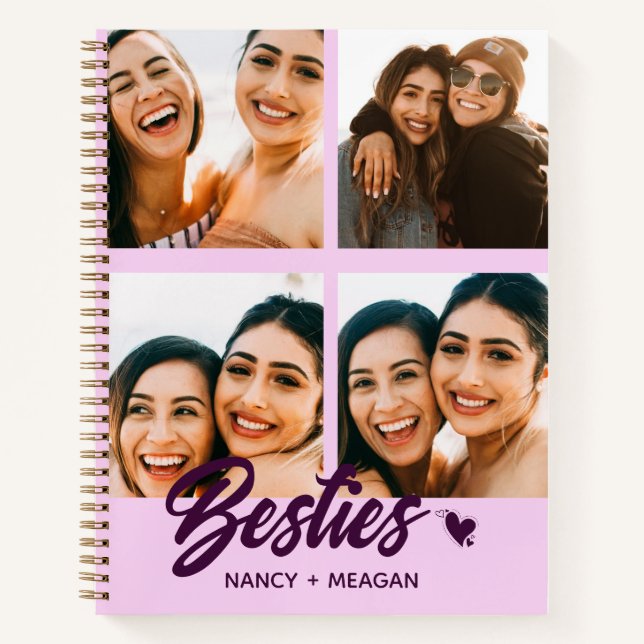 Personalised Bestie Forever Photo Collage Spiral  Notebook (Front)