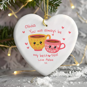 Personalised Bestie Hearts Gift Ceramic Tree Decoration