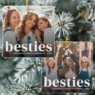 Personalised Besties 2 Photo Christmas Ceramic Ornament