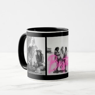 Personalised "Besties" Black & White Photo Collage Mug