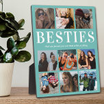 Personalised Besties Gift | Best Friend Plaque<br><div class="desc">Personalised friendship photo plaque featuring a stylish teal background that can be changed to any colour,  9 pictures of you and your bestie,  and a cute best friend quote.</div>