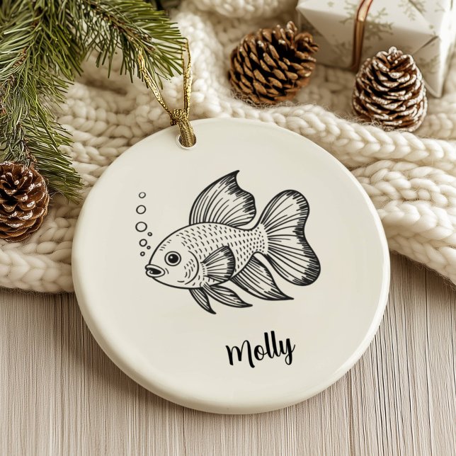 Personalised Beta Fish Christmas Ceramic Tree Decoration (Creator Uploaded)