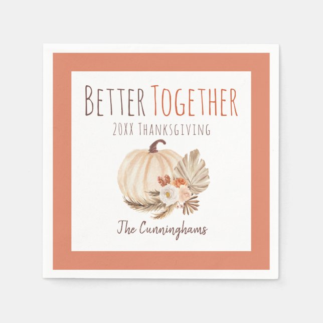 Personalised Better Together Thanksgiving Napkin (Front)