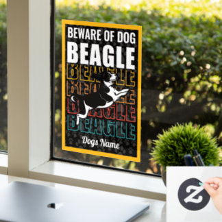 Personalised Beware of Dog Beagle Warning Window Cling