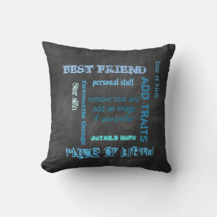 Personalised BFF best friends wordcloud chalkboard Cushion