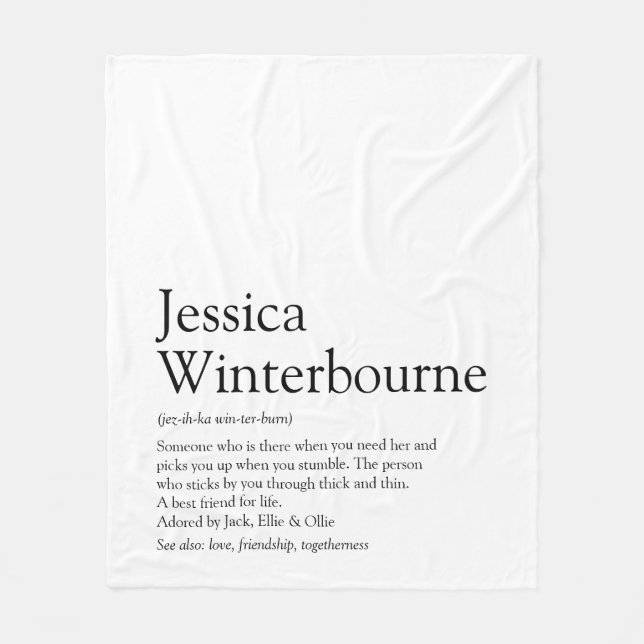 Personalised BFF Definition Black and White Fleece Blanket (Front)