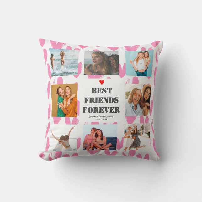 Personalised BFF Gift Best Friends photo collage Cushion (Front)
