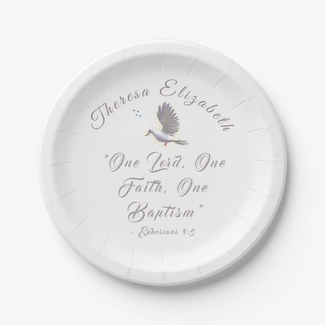 Personalised Bible Verse Baptismal Paper Plate (Front)