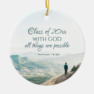 Personalised Bible Verse Christian Graduation Ceramic Tree Decoration