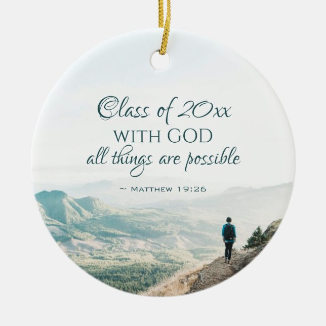 Personalised Bible Verse Christian Graduation Ceramic Tree Decoration (Front)