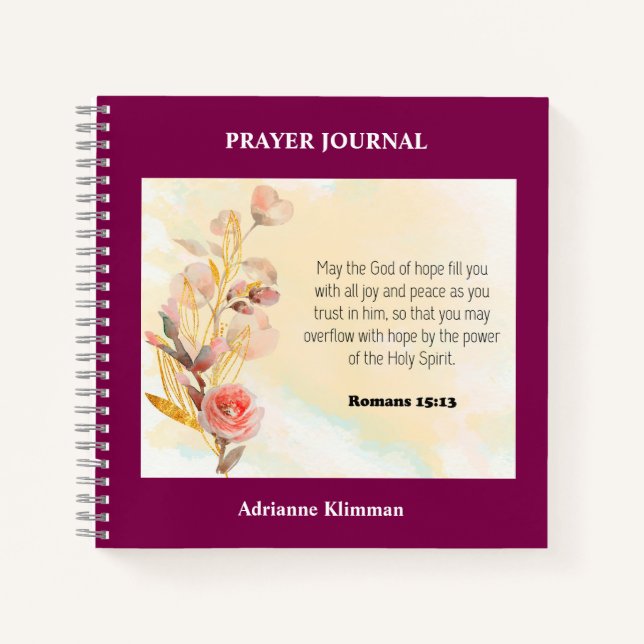 Personalised Bible Verse Floral Prayer Journal (Front)