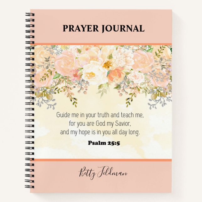 Personalised Bible Verse Floral Prayer Journal (Front)