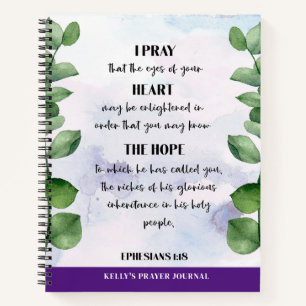 Personalised Bible Verse Greenery Prayer Journal