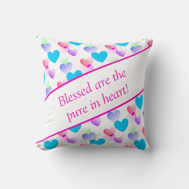 Personalised Bible Verse Hearts Elegant Fun Pink Cushion (Front)