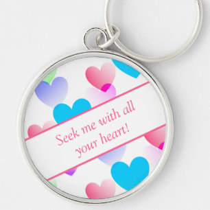 Personalised Bible Verse Hearts Round Rosy Pink Key Ring