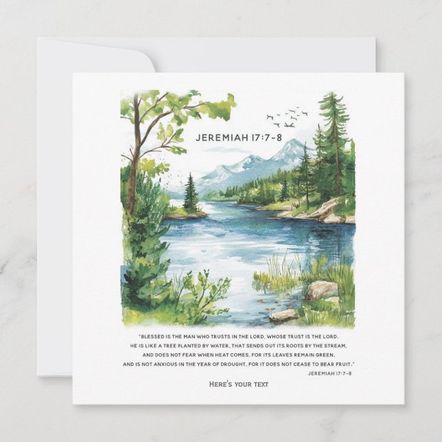 Personalised  Bible Verse Landscape Print  Holiday Card (Front)