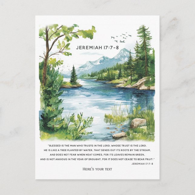 Personalised  Bible Verse Landscape Print  Holiday Postcard (Front)