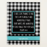 Personalised Bible Verse Monogram Buffalo Plaid Planner<br><div class="desc">Personalised Bible Verse the one above is 
I will give thanks to you
for I am fearfully and 
wonderfully made
Your works are wonderful
My soul knows that very well.
Psalm 39:14

You may change to your own</div>