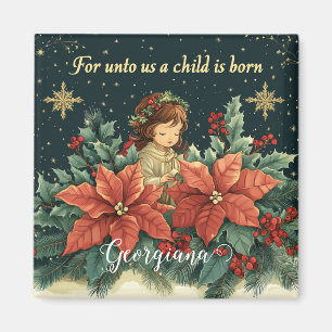 Personalised Biblical Nativity Child & Verse Magnet