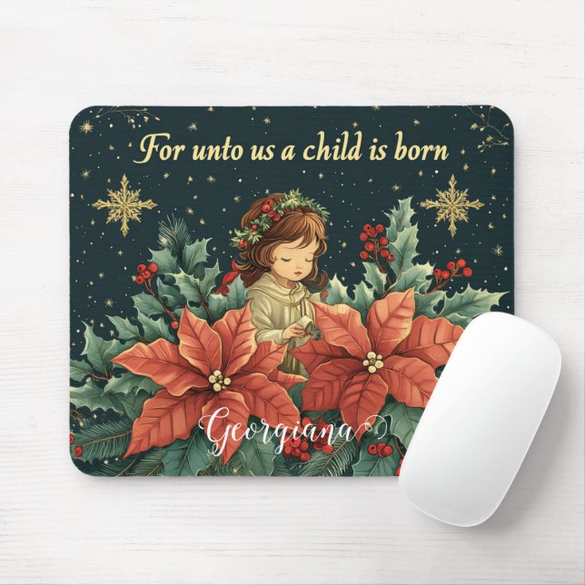 Personalised Biblical Nativity Child & Verse Mouse Mat (With Mouse)