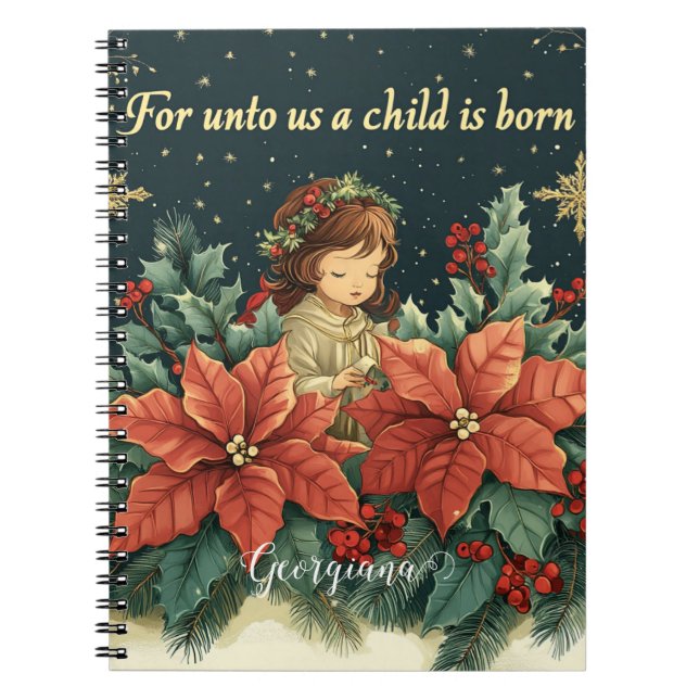 Personalised Biblical Nativity Child & Verse Notebook (Front)