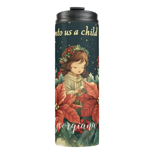 Personalised Biblical Nativity Child & Verse Thermal Tumbler (Front)