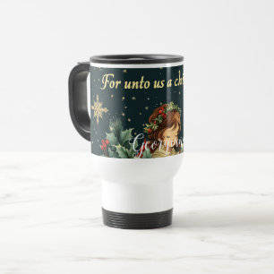 Personalised Biblical Nativity Child & Verse Travel Mug