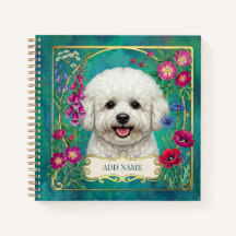 Personalised Bichon Frise Teal Notebook