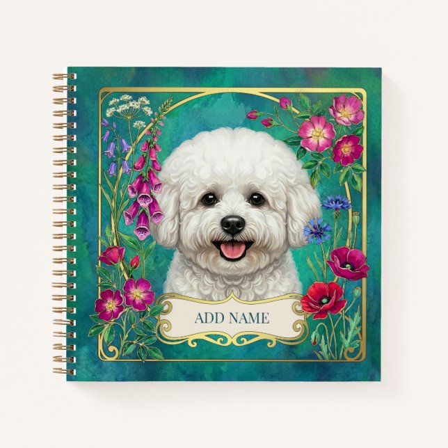 Personalised Bichon Frise Teal Notebook (Front)