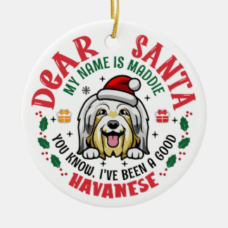 Personalised Bichon Havanese Dog Christmas Tree Ceramic Tree Decoration