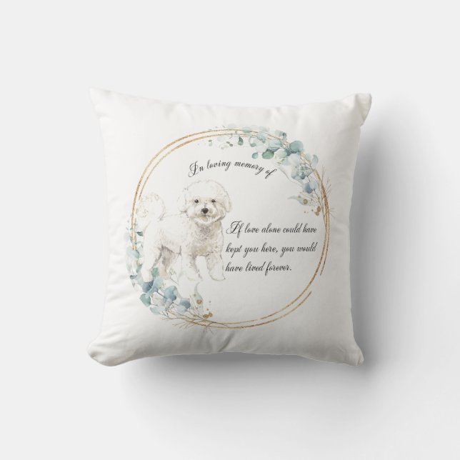 Personalised Bichon Memorial Cushion (Front)