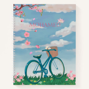 Personalised Bicycle & Cherry Blossom Notebook